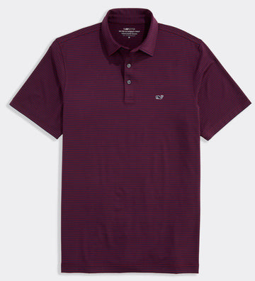 Performance Bradley Stripe Sankaty Polo in Crimson / Blue Depth by Vineyard Vines