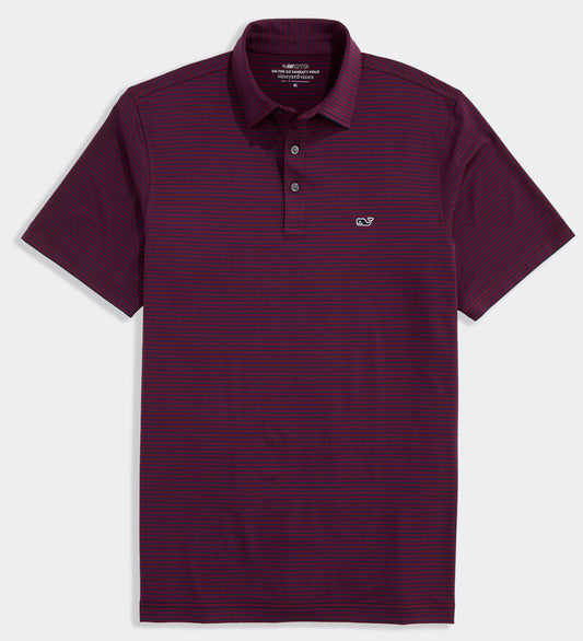 Performance Bradley Stripe Sankaty Polo in Crimson / Blue Depth by Vineyard Vines