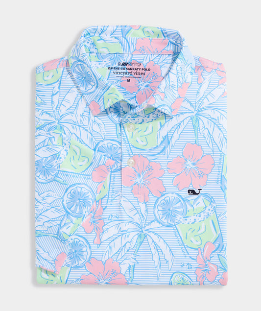 Performance Printed Sankaty Polo in White Florita by Vineyard Vines