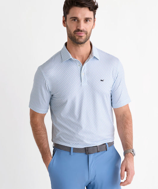 Performance Printed Sankaty Polo in Micro Barracuda by Vineyard Vines