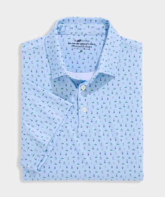 Performance Golf Printed Sankaty Polo in Golfers Jake Blue by Vineyard Vines