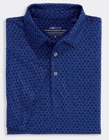 Performance Golf Printed Sankaty Polo in Golf Cart Blue Depth by Vineyard Vines