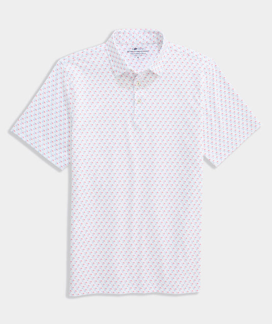 Performance Golf Printed Sankaty Polo in Crossed Whale Dot by Vineyard Vines