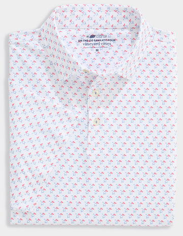 Performance Golf Printed Sankaty Polo in Crossed Whale Dot by Vineyard Vines