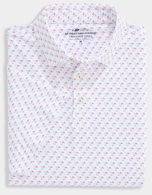 Performance Golf Printed Sankaty Polo in Crossed Whale Dot by Vineyard Vines