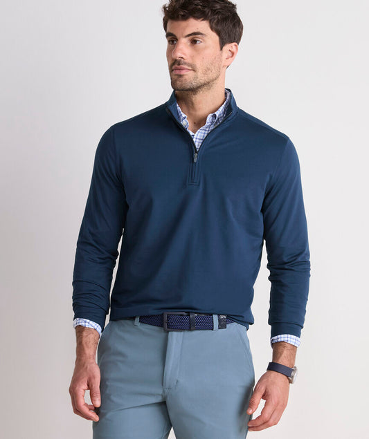 Performance Clubhouse Quarter-Zip in Blue Blazer by Vineyard Vines