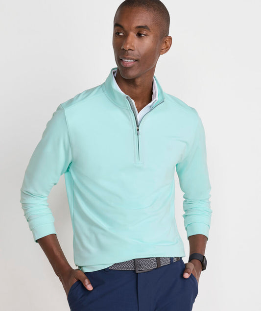 Performance Clubhouse Quarter-Zip in Crystal Blue by Vineyard Vines