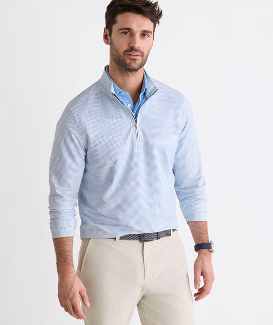 Performance Clubhouse Quarter-Zip in Coastline Tattersall by Vineyard Vines