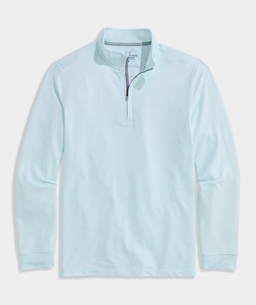 Performance Clubhouse Quarter-Zip in Green Tattersall by Vineyard Vines