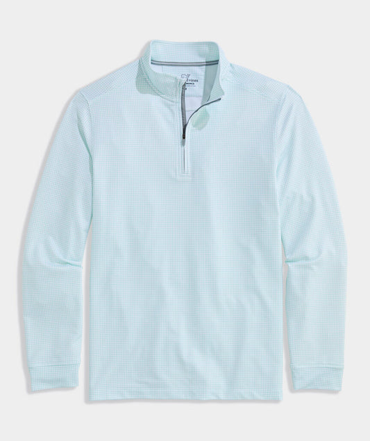 Performance Clubhouse Quarter-Zip in Green Tattersall by Vineyard Vines