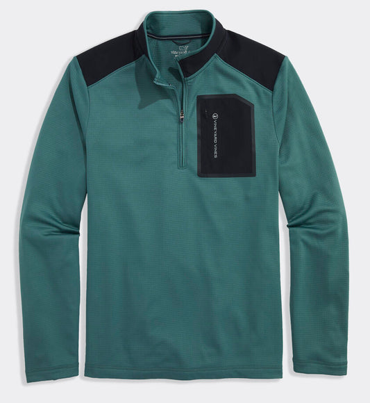 Performance Grid Tech Quarter-Zip in Lowcountry Loden by Vineyard Vines