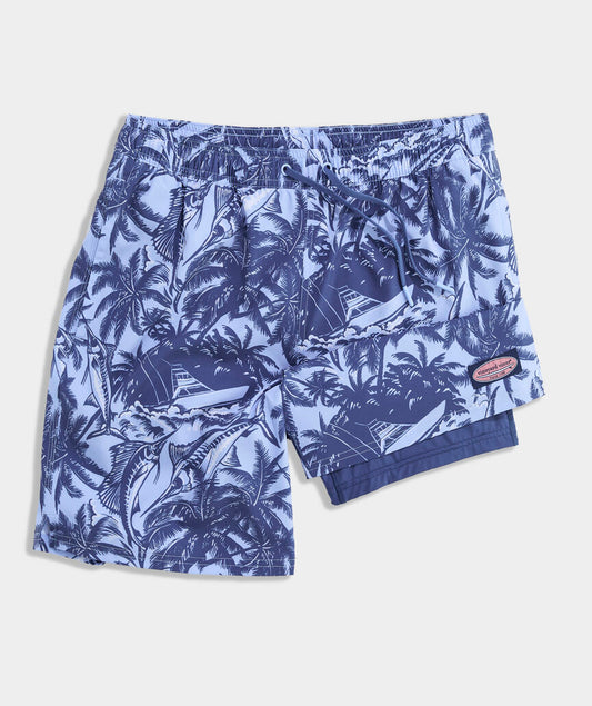7 Inch Short Liner Chappy Swim Trunks in Sportfishpalm-Sb by Vineyard Vines