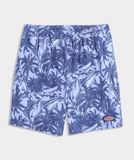 7 Inch Short Liner Chappy Swim Trunks in Sportfishpalm-Sb by Vineyard Vines