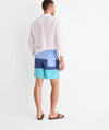 7 Inch Short Liner Colorblock Chappy Swim Trunks in Serenity Blue by Vineyard Vines