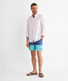 7 Inch Short Liner Colorblock Chappy Swim Trunks in Serenity Blue by Vineyard Vines