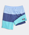 7 Inch Short Liner Colorblock Chappy Swim Trunks in Serenity Blue by Vineyard Vines