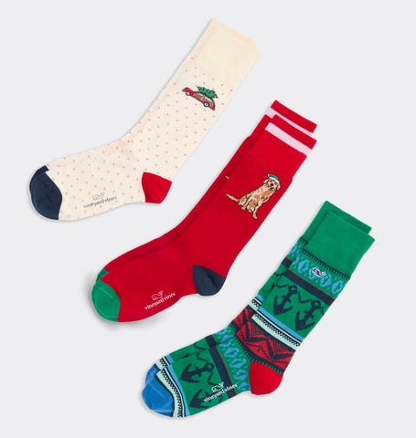 Holiday Icons 3-Pack Socks in Assorted Colors by Vineyard Vines