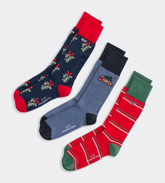 Holiday Traditions 3-Pack Socks in Multi by Vineyard Vines