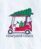 Christmas Golf Cart Long Sleeve Pocket Tee in White Cap by Vineyard Vines