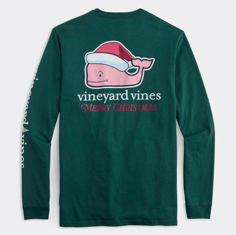 Santa Whale Long Sleeve Pocket Tee in Charleston Green by Vineyard Vines