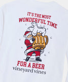 Most Wonderful Time For A Beer Long Sleeve Pocket Tee in White Cap by Vineyard Vines