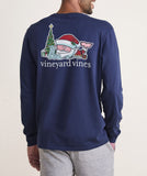 Santas List Whale Long Sleeve Pocket Tee in Nautical Navy by Vineyard Vines