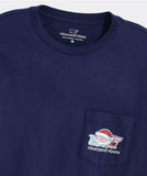 Santas List Whale Long Sleeve Pocket Tee in Nautical Navy by Vineyard Vines