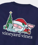 Santas List Whale Long Sleeve Pocket Tee in Nautical Navy by Vineyard Vines