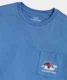 Snowman Whale Long Sleeve Pocket Tee in Tide Blue by Vineyard Vines