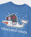 Snowman Whale Long Sleeve Pocket Tee in Tide Blue by Vineyard Vines