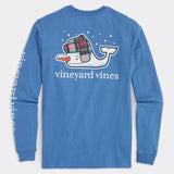 Snowman Whale Long Sleeve Pocket Tee in Tide Blue by Vineyard Vines