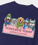 Winter Pups Logo Box Long Sleeve Pocket Tee in Nautical Navy by Vineyard Vines