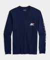 Santa Whale List Long Sleeve Pocket Tee in Nautical Navy by Vineyard Vines