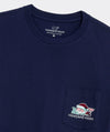 Santa Whale List Long Sleeve Pocket Tee in Nautical Navy by Vineyard Vines