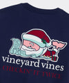 Santa Whale List Long Sleeve Pocket Tee in Nautical Navy by Vineyard Vines