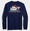 Santa Whale List Long Sleeve Pocket Tee in Nautical Navy by Vineyard Vines