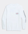 Santa Dog Sleigh Long Sleeve Pocket Tee in White Cap by Vineyard Vines