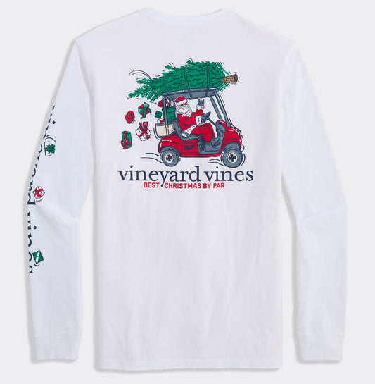 Best Christmas By Par Long Sleeve Pocket Tee in White Cap by Vineyard Vines