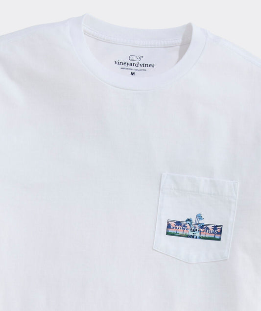 Sunset Golf Logo Box Short-Sleeve Pocket Tee in White Cap by Vineyard Vines
