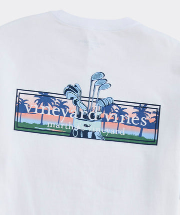 Sunset Golf Logo Box Short-Sleeve Pocket Tee in White Cap by Vineyard Vines