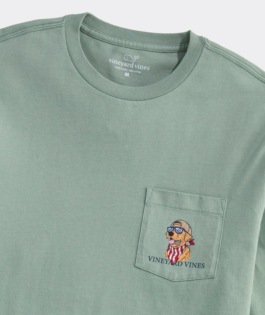 America Dog Short-Sleeve Pocket Tee in Dune Grass by Vineyard Vines
