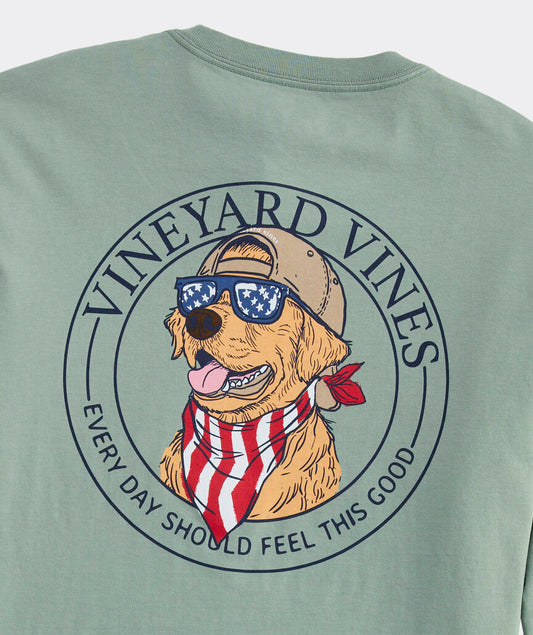 America Dog Short-Sleeve Pocket Tee in Dune Grass by Vineyard Vines