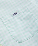 Gingham On-The-Go Nylon Shirt in Blch Aqua Plaid by Vineyard Vines