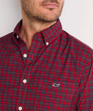 Stretch Poplin Tartan Shirt in Red Velvet Plaid by Vineyard Vines