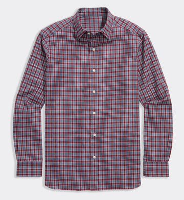 Kendrick Check Tech Twill Shirt in Crimson by Vineyard Vines