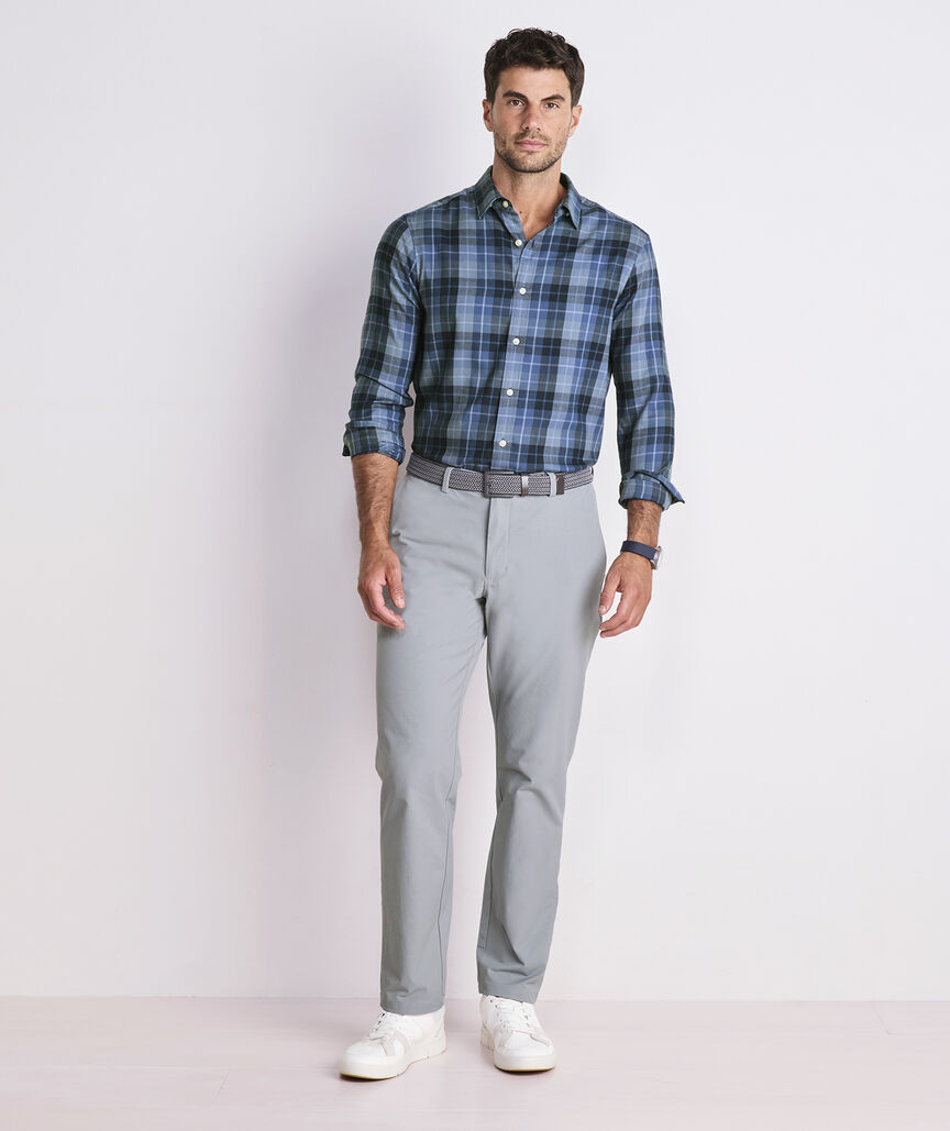 Brant Point Plaid Tech Twill Shirt in Moonshine by Vineyard Vines
