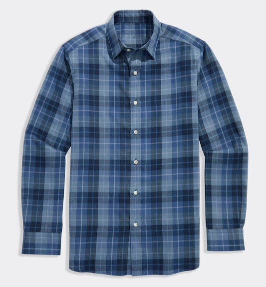 Brant Point Plaid Tech Twill Shirt in Moonshine by Vineyard Vines