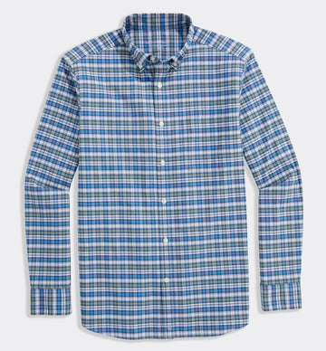 Faraway Plaid Performance Cotton Shirt in Balsam by Vineyard Vines