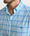 Performance Coconut Key Plaid Featherweight Shirt in Sea Splash by Vineyard Vines
