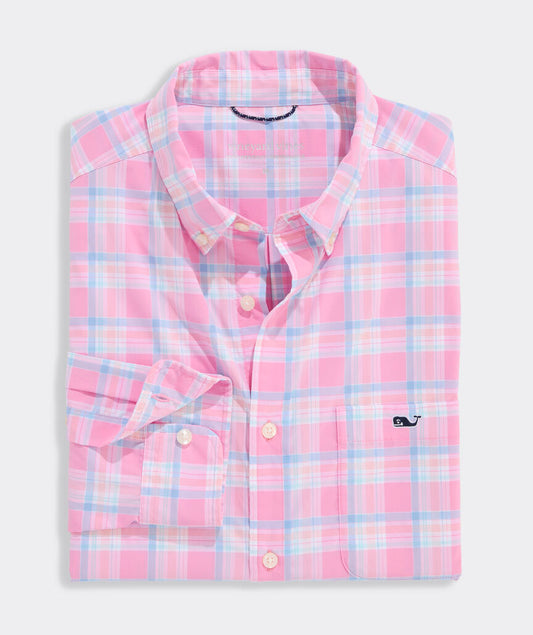 Performance Coconut Key Plaid Featherweight Shirt in Cotton Candy by Vineyard Vines